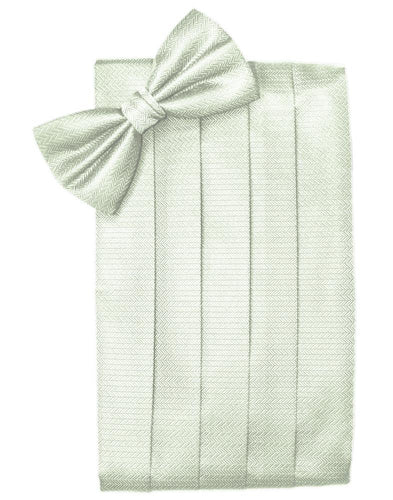 Pistachio Herringbone Cummerbund - Tuxedo Club