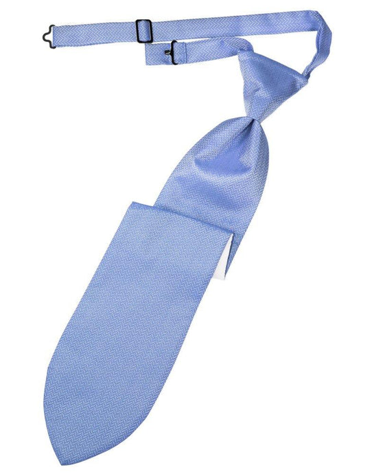 Cornflower Herringbone Long Tie - Tuxedo Club