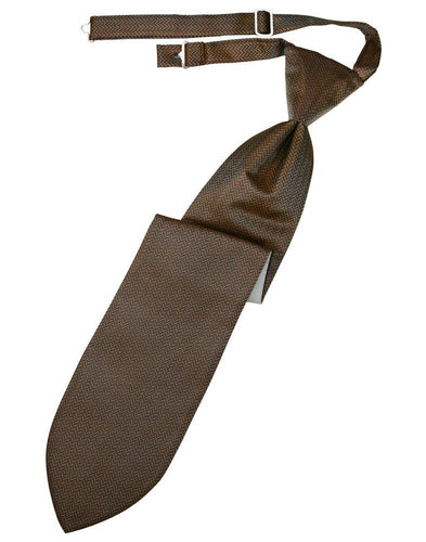 Espresso Herringbone Long Tie - Tuxedo Club