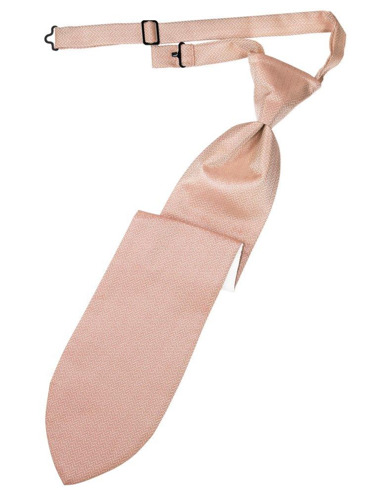 Peach Herringbone Long Tie - Tuxedo Club