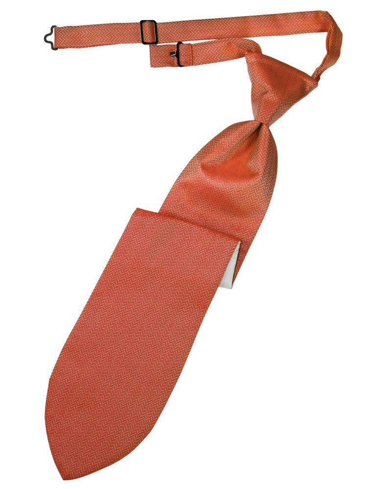 Persimmon Herringbone Long Tie - Tuxedo Club