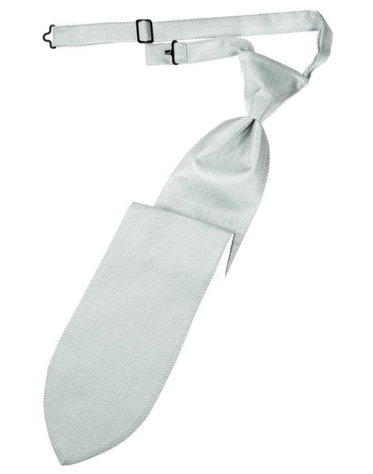 Platinum Herringbone Long Tie - Tuxedo Club