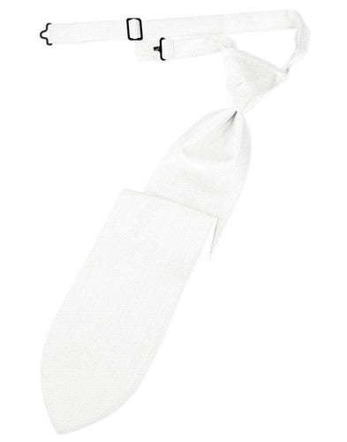Pure White Herringbone Long Tie - Tuxedo Club
