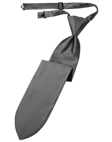 Silver Herringbone Long Tie - Tuxedo Club