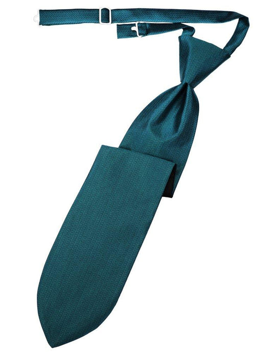 Teal Herringbone Long Tie - Tuxedo Club