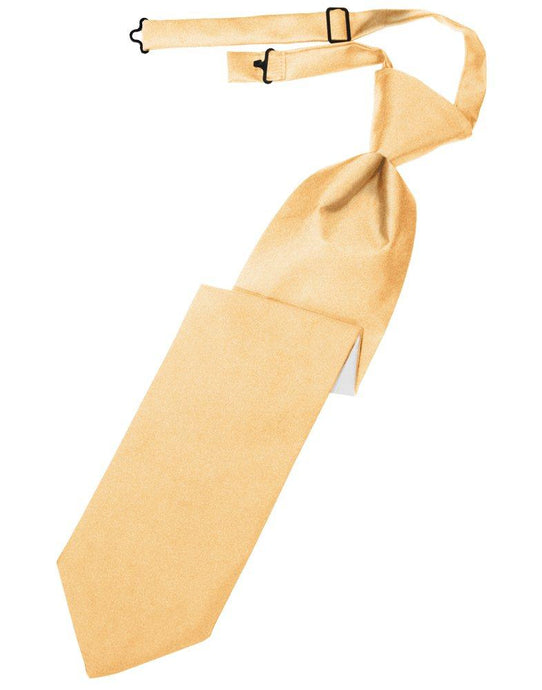 Apricot Solid Satin Long Tie - Tuxedo Club