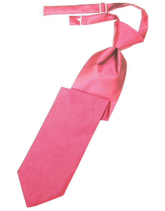 Bubblegum Solid Satin Long Tie - Tuxedo Club