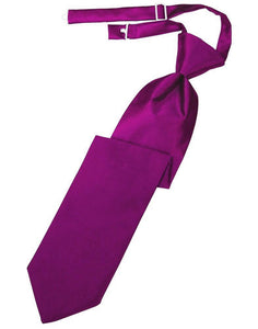 Cassis Solid Satin Long Tie - Tuxedo Club