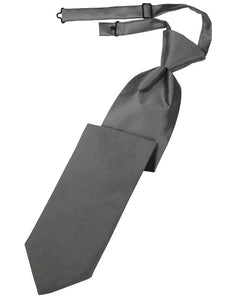 Charcoal Solid Satin Long Tie - Tuxedo Club