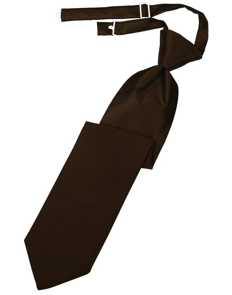 Chocolate Solid Satin Long Tie - Tuxedo Club