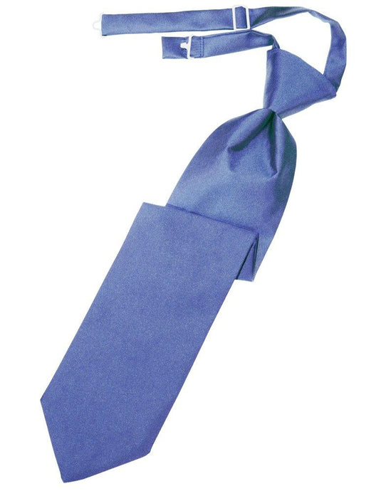 Cornflower Solid Satin Long Tie - Tuxedo Club
