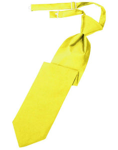 Lemon Solid Satin Long Tie - Tuxedo Club
