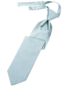 Light Blue Solid Satin Long Tie - Tuxedo Club