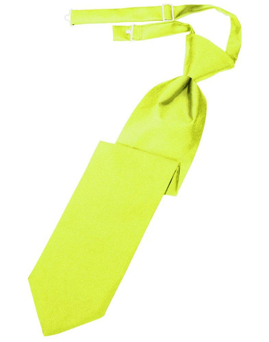 Lime Solid Satin Long Tie - Tuxedo Club