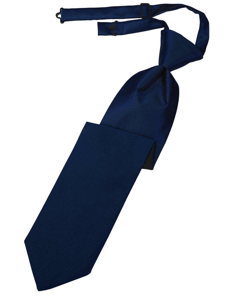 Marine Solid Satin Long Tie - Tuxedo Club