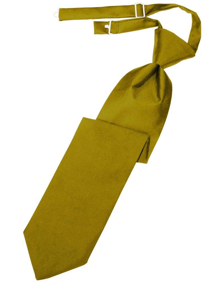 New Gold Solid Satin Long Tie - Tuxedo Club