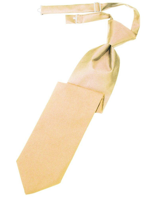 Peach Solid Satin Long Tie - Tuxedo Club