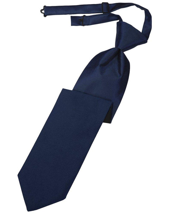 Peacock Solid Satin Long Tie - Tuxedo Club