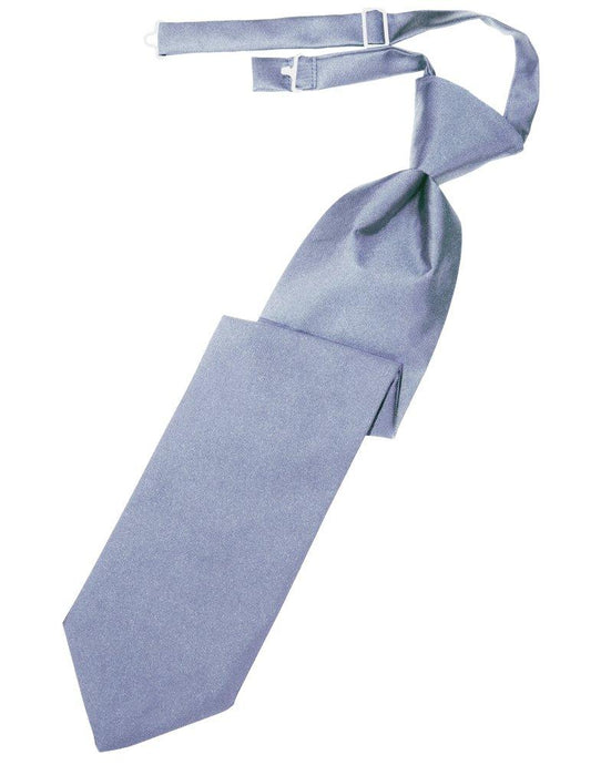 Periwinkle Solid Satin Long Tie - Tuxedo Club