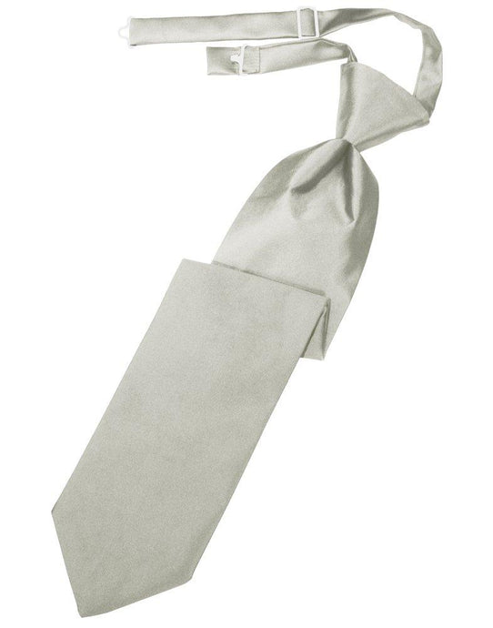 Platinum Solid Satin Long Tie - Tuxedo Club