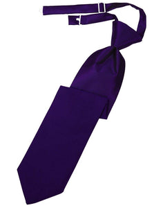 Purple Solid Satin Long Tie - Tuxedo Club