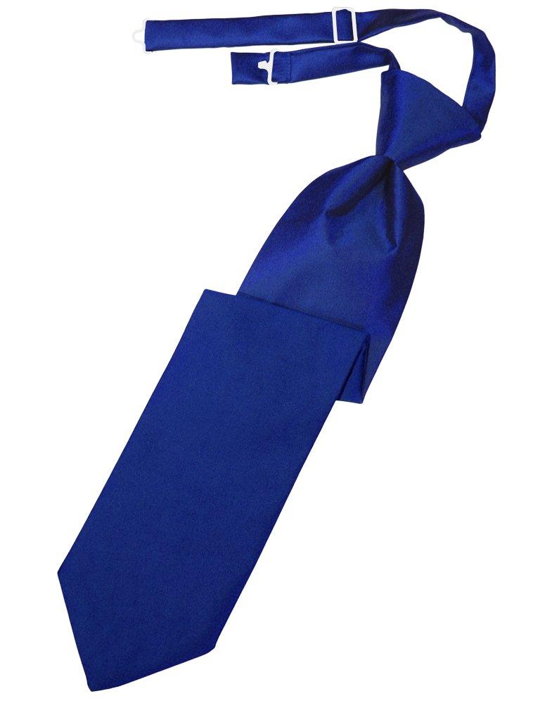 Royal Blue Solid Satin Long Tie - Tuxedo Club