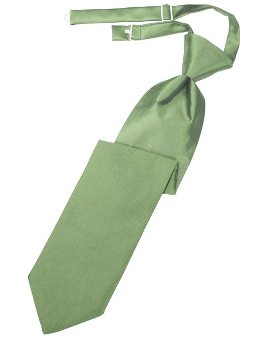 Sage Solid Satin Long Tie - Tuxedo Club