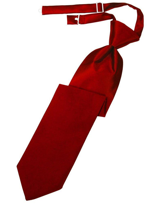Scarlet Solid Satin Long Tie - Tuxedo Club