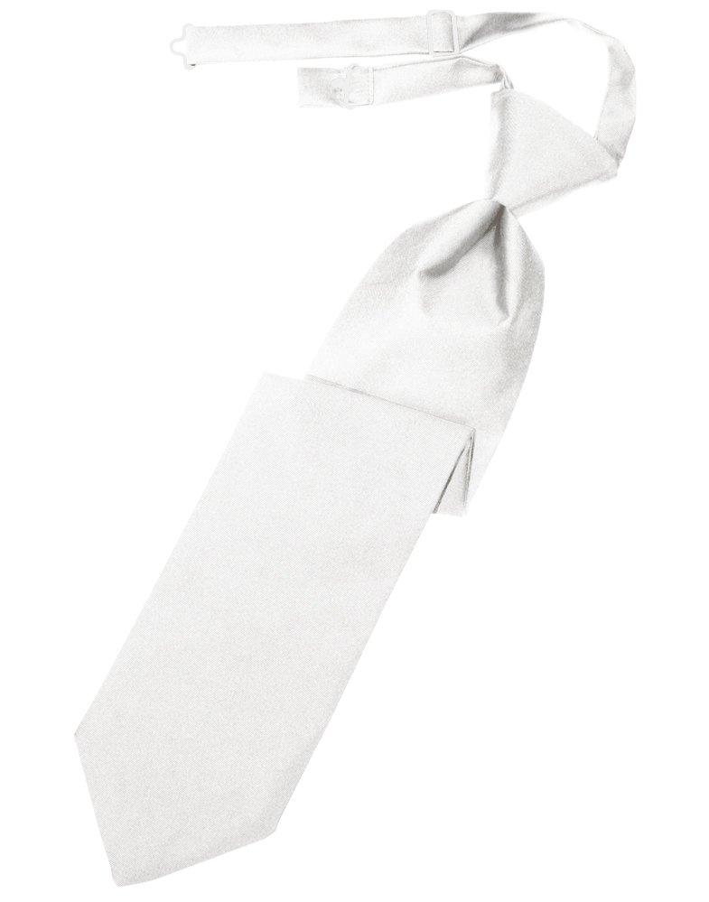 White Solid Satin Long Tie - Tuxedo Club