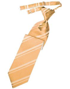 Apricot Striped Satin Long Tie - Tuxedo Club