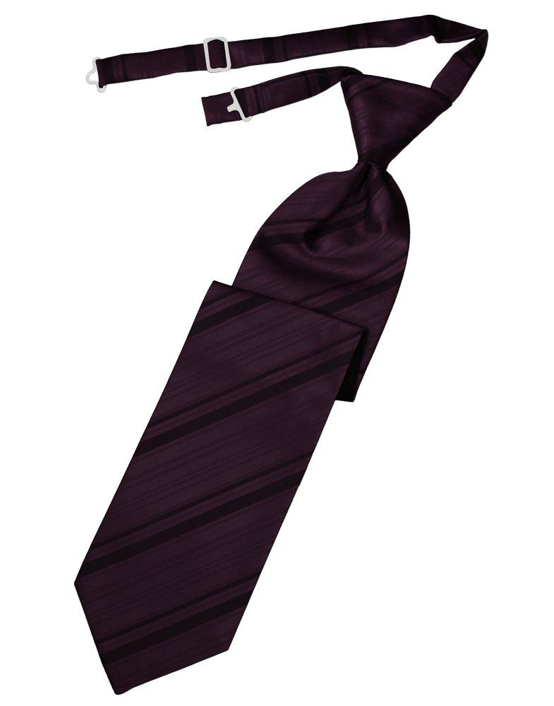 Berry Striped Satin Long Tie - Tuxedo Club