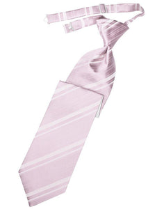 Blush Striped Satin Long Tie - Tuxedo Club
