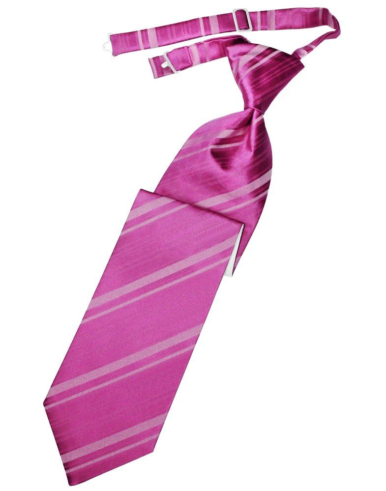 Fuchsia Striped Satin Long Tie - Tuxedo Club