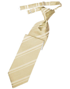 Golden Striped Satin Long Tie - Tuxedo Club