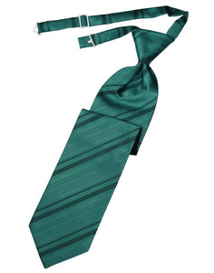 Jade Striped Satin Long Tie - Tuxedo Club