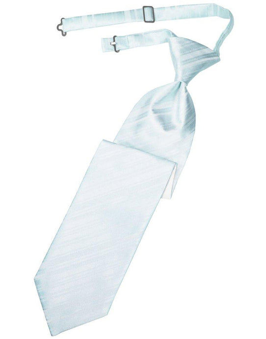 Light Blue Striped Satin Long Tie - Tuxedo Club