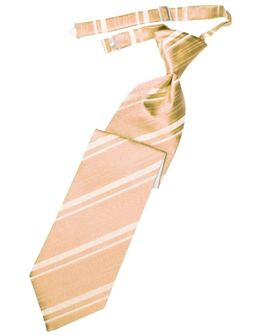 Peach Striped Satin Long Tie - Tuxedo Club