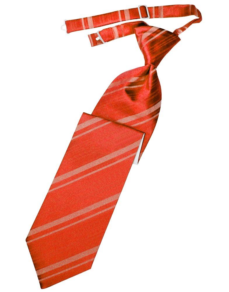 Persimmon Striped Satin Long Tie - Tuxedo Club