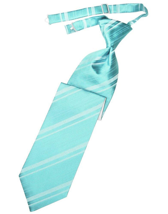 Pool Striped Satin Long Tie - Tuxedo Club