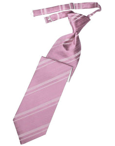 Rose Petal Striped Satin Long Tie - Tuxedo Club