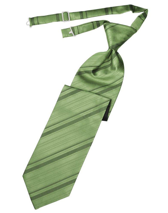 Sage Striped Satin Long Tie - Tuxedo Club