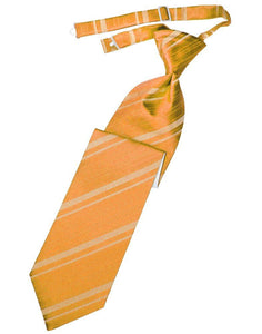 Tangerine Striped Satin Long Tie - Tuxedo Club