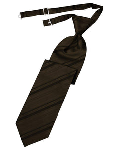 Truffle Striped Satin Long Tie - Tuxedo Club