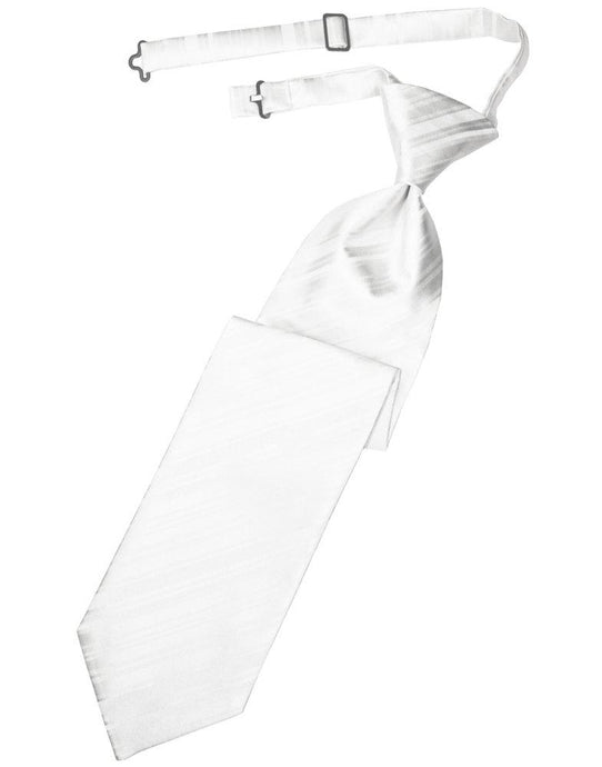 White Striped Satin Long Tie - Tuxedo Club