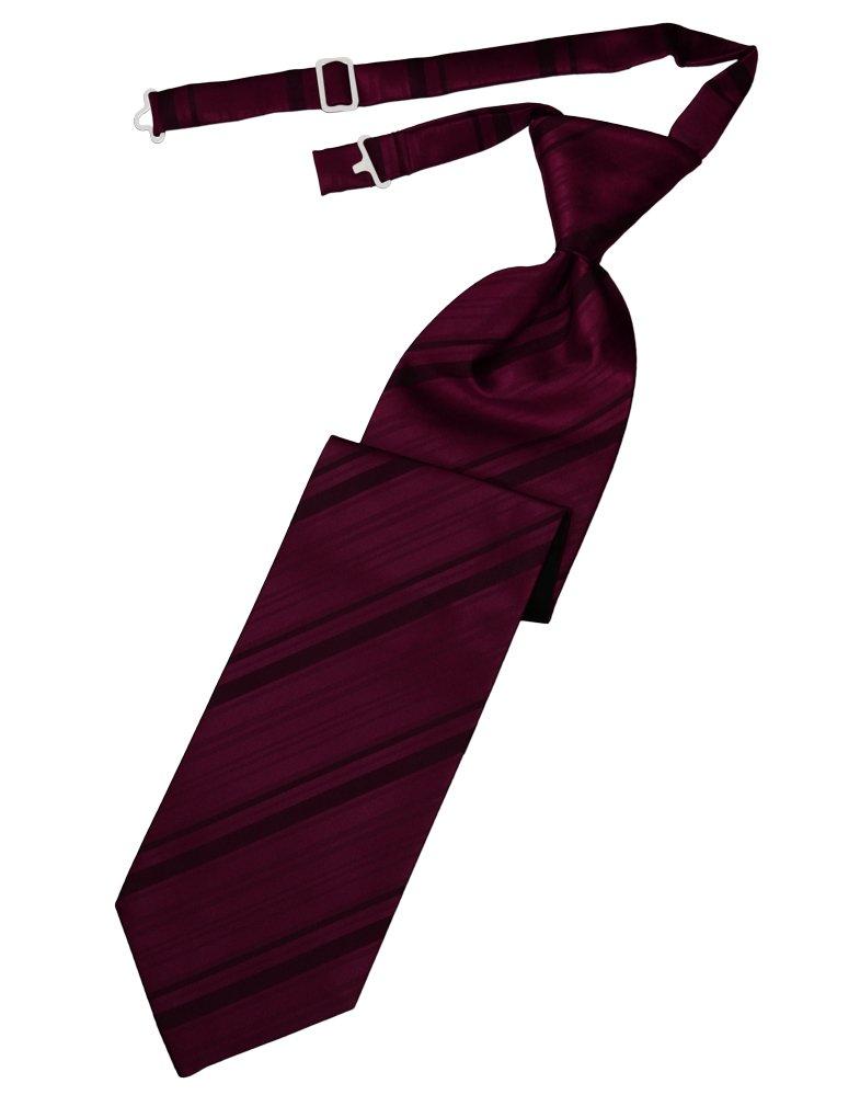 Wine Striped Satin Long Tie - Tuxedo Club