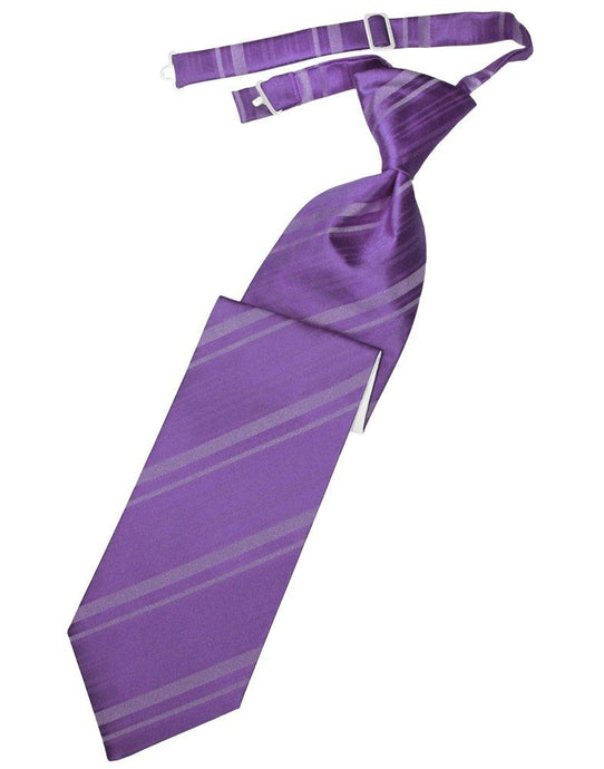 Wisteria Striped Satin Long Tie - Tuxedo Club