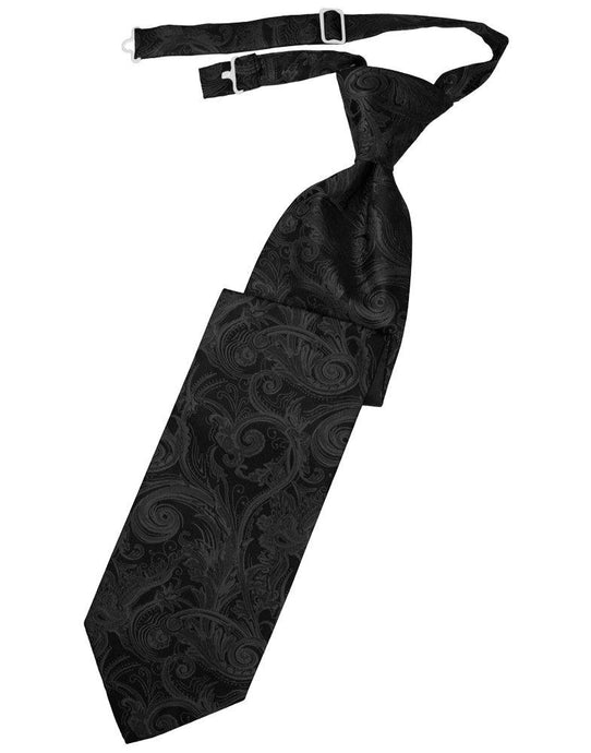 Black Tapestry Long Tie - Tuxedo Club