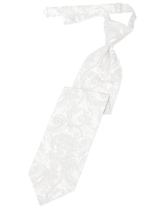 White Tapestry Long Tie - Tuxedo Club