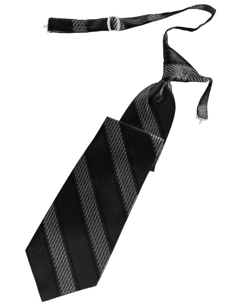 Asphalt Venetian Stripe Long Tie - Tuxedo Club