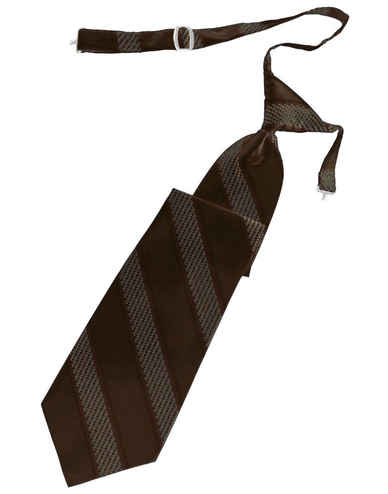 Chocolate Venetian Stripe Long Tie - Tuxedo Club